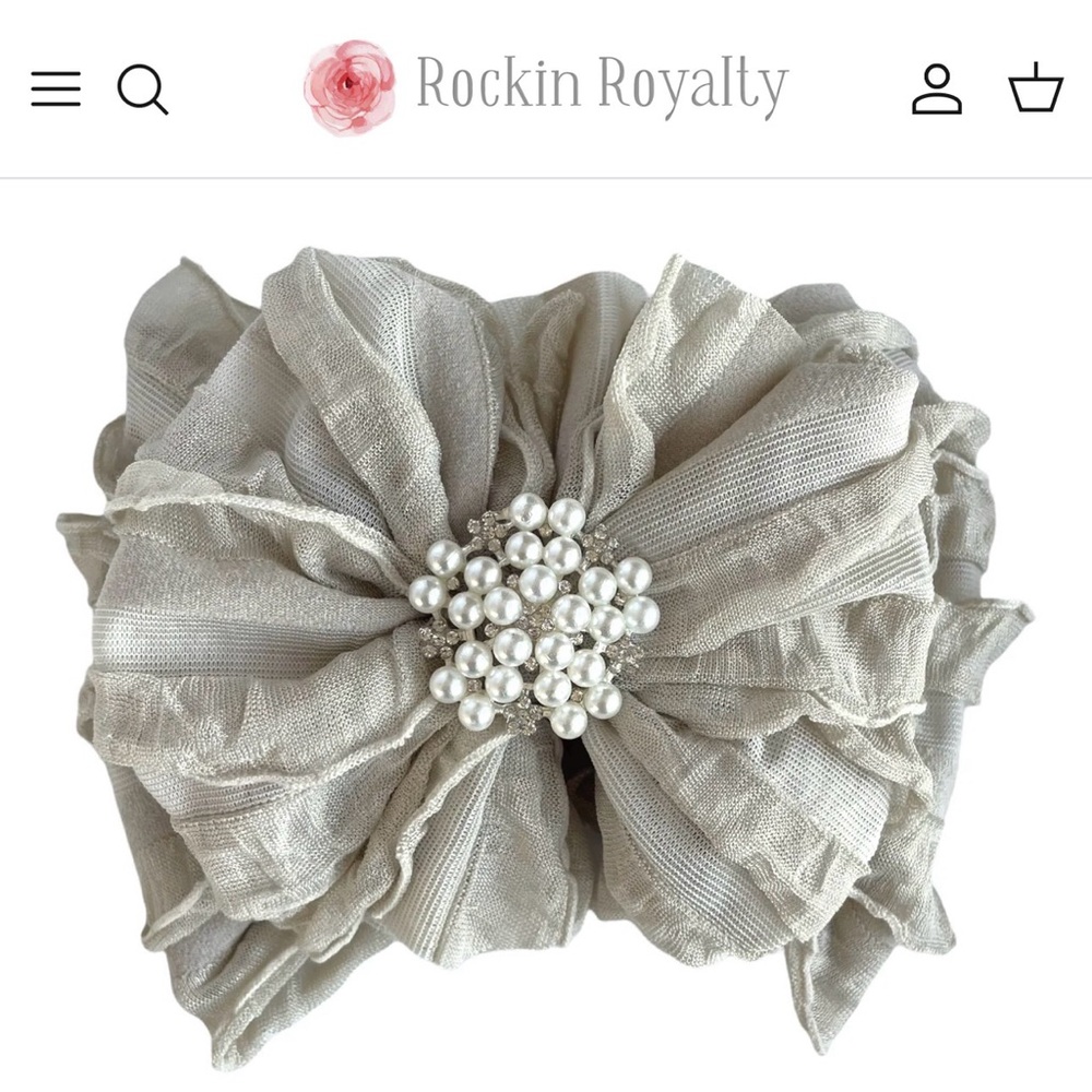 Elegant Flower Brooch with Pearl Center Headband.